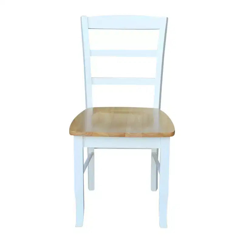 Ensemble table à manger 3 pièces avec 2 chaises à dossier à barreaux blanc/naturel – International Concepts : Bois massif, carré, non extensible