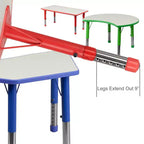 Emma et Oliver, ensemble table d'activités rectangulaire en plastique réglable en hauteur (60 cm x 120 cm) avec 6 chaises