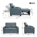 Canapé-lit convertible inclinable en cuir rembourré « Cats Claw » avec coussins pour petits espaces