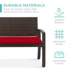 Banc de jardin en osier d'extérieur 2 places Best Choice Products avec coussin, capacité de 317 kg