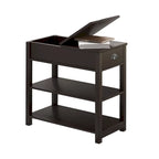Table d'appoint étroite à plateau relevable avec tiroir, table de chevet avec 2 étagères de rangement ouvertes, petite table pour salon, chambre à coucher