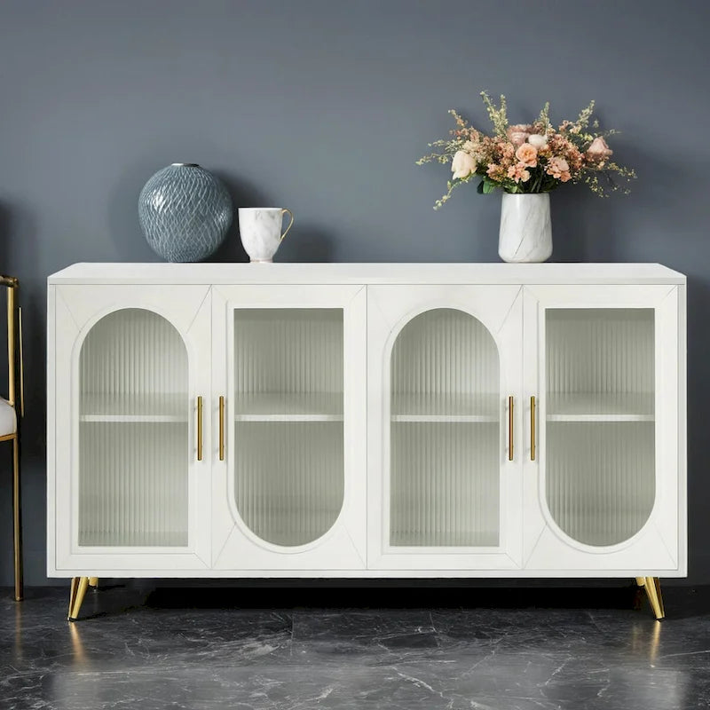 Meuble TV pour téléviseur de 65 pouces et plus, meuble TV en bois avec placard de rangement et étagères réglables, console multimédia pour salon ou chambre