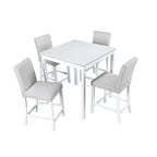 Ensemble de salle à manger moderne 5 pièces avec table carrée hauteur comptoir et 4 chaises rembourrées