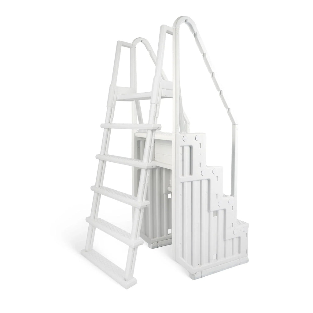 Escalier de piscine facile Blue Wave avec échelle extérieure pour piscines hors sol - 32,5 po L x 56 po P x 81 po H