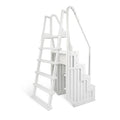Escalier de piscine facile Blue Wave avec échelle extérieure pour piscines hors sol - 32,5 po L x 56 po P x 81 po H