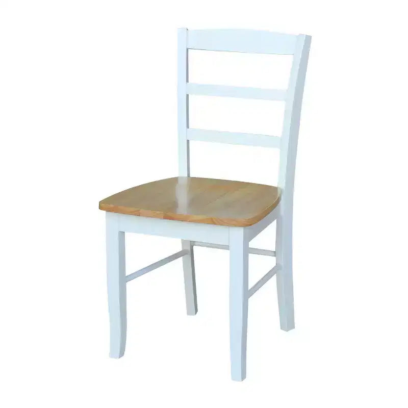 Ensemble table à manger 3 pièces avec 2 chaises à dossier à barreaux blanc/naturel – International Concepts : Bois massif, carré, non extensible