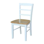 Ensemble table à manger 3 pièces avec 2 chaises à dossier à barreaux blanc/naturel – International Concepts : Bois massif, carré, non extensible