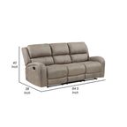 Canapé inclinable manuel double Patsy 85 pouces, microfibre marron à dossier capitonné