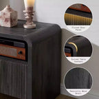 Meuble TV moderne AMERLIFE 70 avec design cannelé et armoires de rangement, pour téléviseurs jusqu'à 80 pouces, meuble TV en bois pour salon