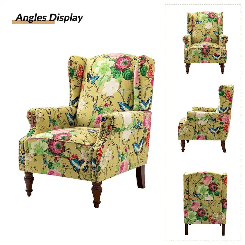Fauteuil traditionnel à oreilles Gott avec pieds en bois massif par HULALA HOME