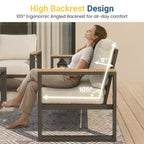 Fauteuil d'extérieur en aluminium Heynemo, 2 pièces, fauteuil simple en métal toutes saisons pour patio, ensemble de conversation pour porche, jardin et arrière-cour