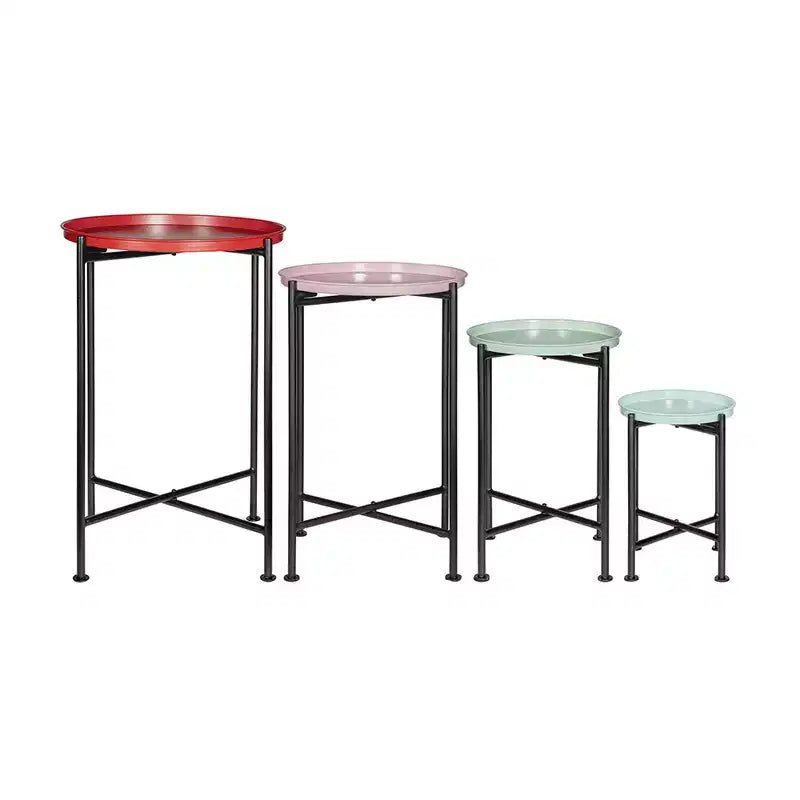 Ensemble de 4 supports à plantes gigognes multicolores à cadre métallique