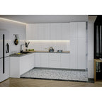Collection Harmonie de Cuisine Blanc Brillant et Gris Socle Taille 8x10 pieds de large - 126x96