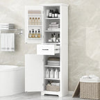 Meuble de salle de bain autoportant avec 2 portes, étagères réglables et rangement de porte, organiseur de salle de bain haut