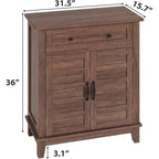 Armoire de rangement rustique 80 cm, avec portes à lattes, 3 niveaux réglables, casier à double porte, pour cuisine, salle à manger et bureau à domicile