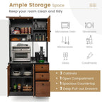 Garde-manger de cuisine de 180 cm avec 3 armoires de rangement et 3 tiroirs profonds