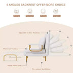 Canapé-lit pliant 3-en-1 convertible en fauteuil - Dossier réglable sur 5 positions avec oreiller, lit d'appoint peu encombrant pour salon, chambre et bureau (Blanc)