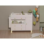 JVNOXK Coiffeuse moderne de 137 cm de large, table à langer, grand plateau, trois tiroirs, commode avec 12 tiroirs et étagères de rangement Blanche