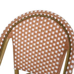 sumyeg Lot de 2 tabourets de bar de bistrot français d'extérieur 29,5, rotin PE en osier avec cadre en aluminium, finition aspect bambou, rouge rouille et blanc