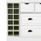 Armoire de cuisine autoportante haute Whisen 71, grand buffet de rangement pour salle à manger avec 4 portes pliantes, étagères et casiers à vin