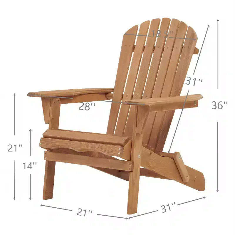 Lot de 2 chaises Adirondack pliables en bois avec dossier, chaise de patio en bois pour jardin et arrière-cour
