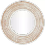 Miroir mural en bois 35x35 avec effet blanchi crème - Olivia & May : Aucun assemblage, cadre en MDF, usage intérieur