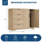 Armoire de chambre en bois de 110 cm (43,3 po) avec 4 tiroirs et tringle à vêtements, commode de rangement multifonctionnelle pour vêtements
