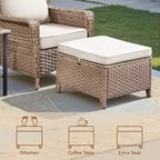 GDFStudio Halston Salon de jardin en osier avec coussins et table d'appoint