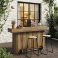 Table de bar Lantine, meuble de bar en bois de 160 cm avec repose-pieds en métal, table de bistrot avec étagères de rangement pour salon, bistrot, salle à manger (marron)