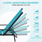 Lot de 2 Chaises Longues de Jardin, Chaises Inclinables Réglables sur 5 Positions avec Tissu Textilène, Transats de Piscine pour Jardin et Balcon