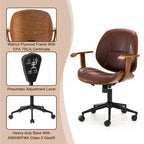 Fauteuil de bureau pivotant réglable en similicuir Glitzhome avec accoudoir, design ergonomique