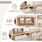 Lit pour tout-petits Bellemave Queen Size avec 14 barrières de sécurité, cadre de lit peu encombrant avec étagères intégrées et 2 tiroirs de rangement sous le lit