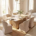 Ensemble de salle à manger Yutthana Modern 7 pièces en bois et métal avec chaises rembourrées
