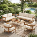 Christopher Knight Home Safira Ensemble de conversation 5 pièces en bois d'acacia rustique pour patio avec coussins épais