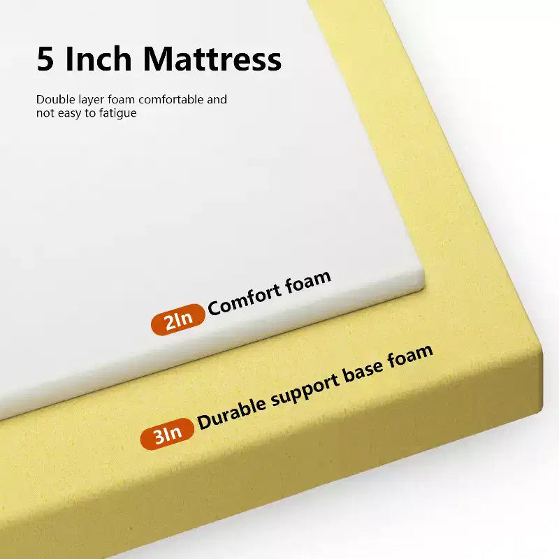 FDW Matelas en mousse à mémoire de forme 5 pouces, fermeté moyenne, certifié CertiPUR-US, matelas en boîte soulageant la pression, sans fibre de verre, blanc