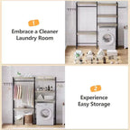 Étagère au-dessus du Lave-linge, Étagère de Rangement pour Sèche-linge à 5 Niveaux avec Hauteur Réglable, Étagère de Salle de Bain, Rangement Gain de Place pour Salle de Bain, Buanderie