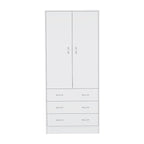 Grande Armoire Moderne à Deux Portes avec 3 Tiroirs et 1 Tringle pour Chambre à Coucher