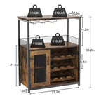 Meuble Bar à Vin Industriel Gris à 3 Niveaux (12+ Bouteilles) 91,4 cm H x 61 cm L x 38,1 cm P, Casier Détachable, 9 Supports à Verres et Étagères Réglables pour Maison/Bar