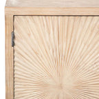 Buffet Isabelle à 4 portes avec façade à motif sculpté à la main, 200 cm, pin, délavé clair