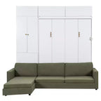 Lit escamotable Queen size avec canapé et armoire, Lit mural Queen en bois avec étagères, Lit escamotable pour chambre d'amis ou bureau
