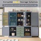 Garde-manger de cuisine autoportant Whisen 73 avec tiroirs et étagères réglables pour le rangement et l'organisation dans la salle à manger ou la cuisine