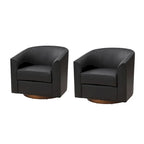 Chaise pivotante moderne Haley en similicuir avec piètement en bois massif, lot de 2 par HULALA HOME
