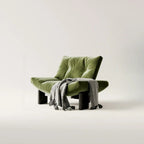 Fauteuil d'appoint contemporain en chenille noire capitonnée sans accoudoirs