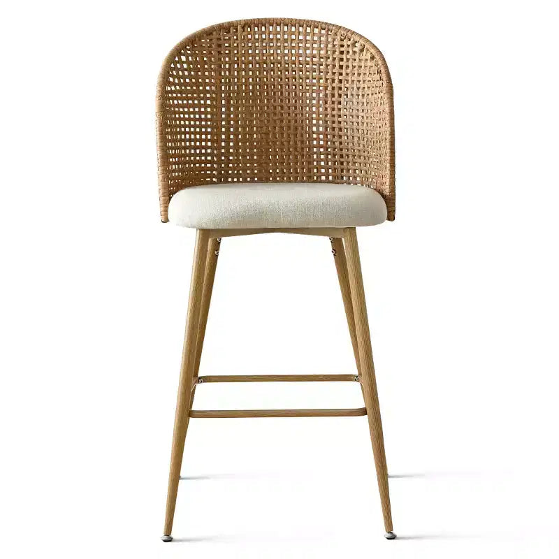 Lot de 2 tabourets de bar en rotin naturel, chaises hautes de 73,6 cm de style bohème avec dossier tissé - Panipeachy