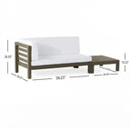 Causeuse d'extérieur Oana en bois d'acacia avec accoudoir gauche et table basse avec coussin par Christopher Knight Home