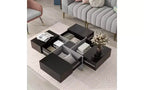 Table basse extensible avec plateau de puzzle et 4 compartiments de rangement cachés
