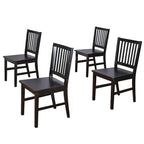 Lot de 4 chaises de salle à manger à barreaux en bois massif, cadre robuste, design classique, montage facile