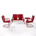 Ensemble de conversation d'extérieur Ridgeland 4 pièces en métal - Rouge - Crosley