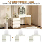 Coiffeuse de Luxe Whisen avec Miroir, Meuble Coiffeuse avec Armoire Latérale Mobile, 6 Tiroirs de Rangement et Tabouret
