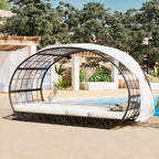 Oaks Aura Outdoor, bain de soleil avec coussin, rideau et coussin coloré, fauteuils lounge en résine tressée, transats réglables pour le jardin